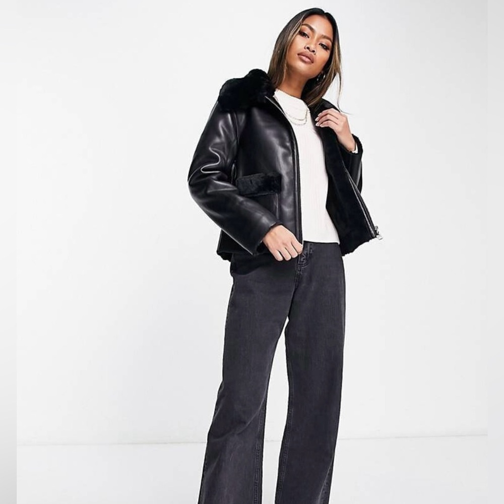 ASOS River Island Boxy Shearling Crop Jacket